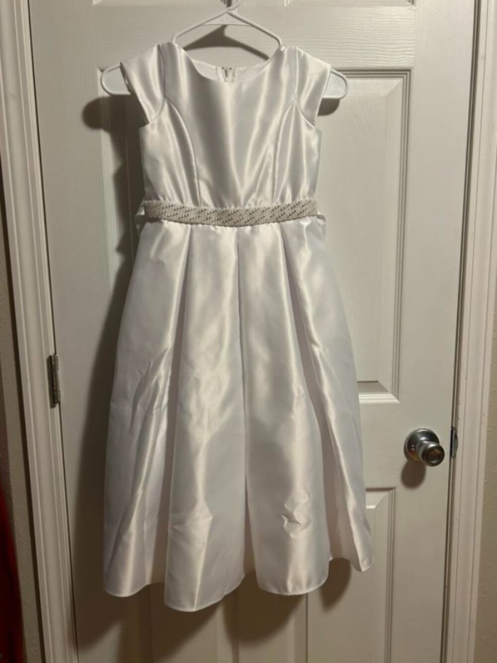 Girl's White Satin Communion or Flower Girl Dress
